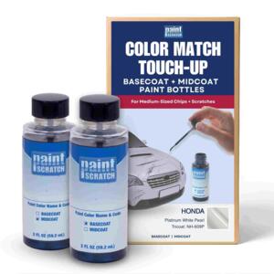 Honda Platinum White Pearl Tricoat (NH-609P) Exact-Match Tricoat Brush Bottles – DIY Repair for Medium Chips and Scratches (Two 2oz bottles)