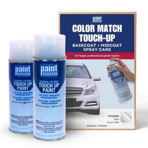 Hyundai White Tricoat (WW2) Exact-Match Tricoat Spray Cans – Professional Basecoat + Midcoat for Panels, Bumpers and Larger Repairs (Two 12oz cans)