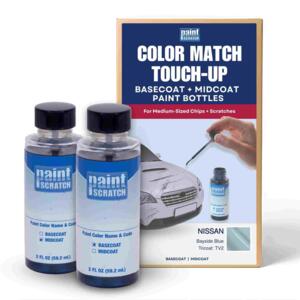 Nissan Bayside Blue Tricoat (TV2) Exact-Match Tricoat Brush Bottles – DIY Repair for Medium Chips and Scratches (Two 2oz bottles)