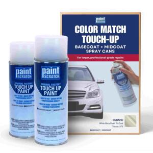 Subaru White Mica Pearl Tri-Coat (075) Exact-Match Tricoat Spray Cans – Professional Basecoat + Midcoat for Panels, Bumpers and Larger Repairs (Two 12oz cans)