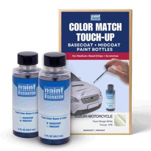 Suzuki-Motorcycle Pearl Mirage White Tricoat (YPA) Exact-Match Tricoat Brush Bottles – DIY Repair for Medium Chips and Scratches (Two 2oz bottles)